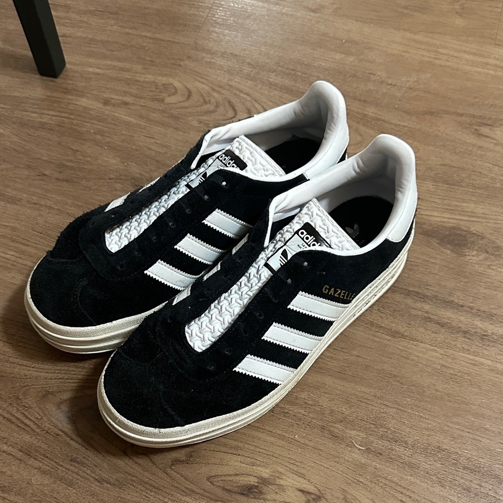 Adidas Gazelle Classic Black and White Platform Shoes